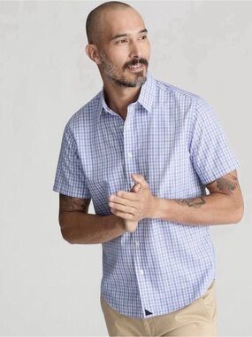 Men's Untuckit Wrinkle-Free Short-Sleeve Dante Shirt Size XL Slim Fit Plaid